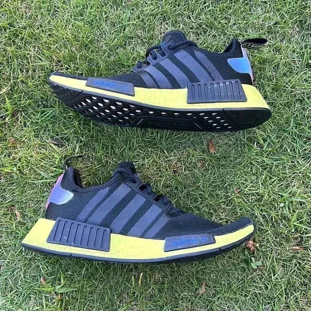 Adidas NMD R1 Core Black Pulse Yellow Blue Boost Shoes